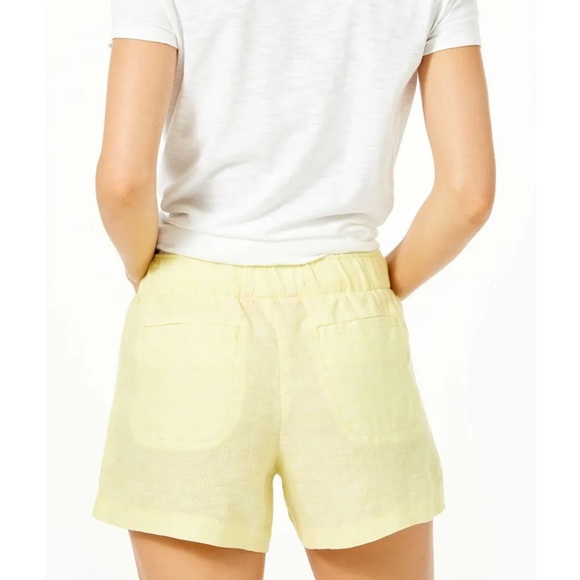 Lilly Pulitzer 4" Lilo Linen Short - Lillys Lemon X Resort White - Picture 2 of 4